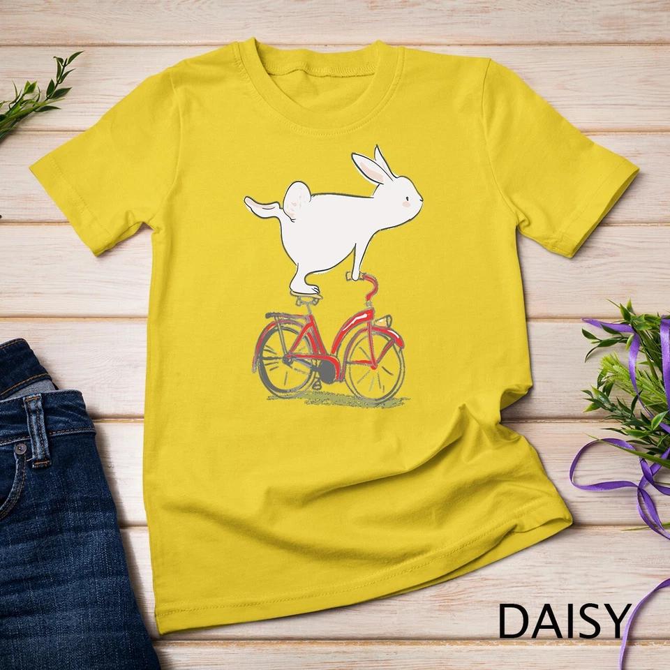 Cute Bunny Rabbit On Bike, Cycling, Bicycle T-Shirt & Gift Unisex T-shirt 2 2XL
