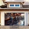 Biker Pub Szene Wandteppich Retro Motorradfahrer Wanddekoration für Man Cave