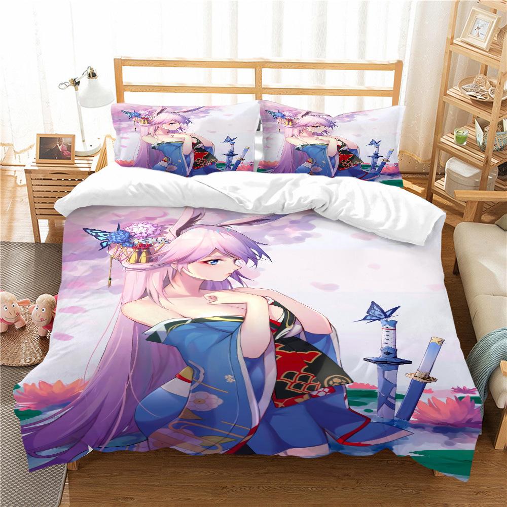 Quilt Cover Pillowcase Two Or Three-Piece Set Yae Sakura Series 3D Digital Printing Polyester