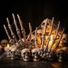 Plastic Skeleton Hands Skull Claws Halloween Mini Bone Hand Prop for Haunted House Bar Escape Room Table Decor Prank Ornament