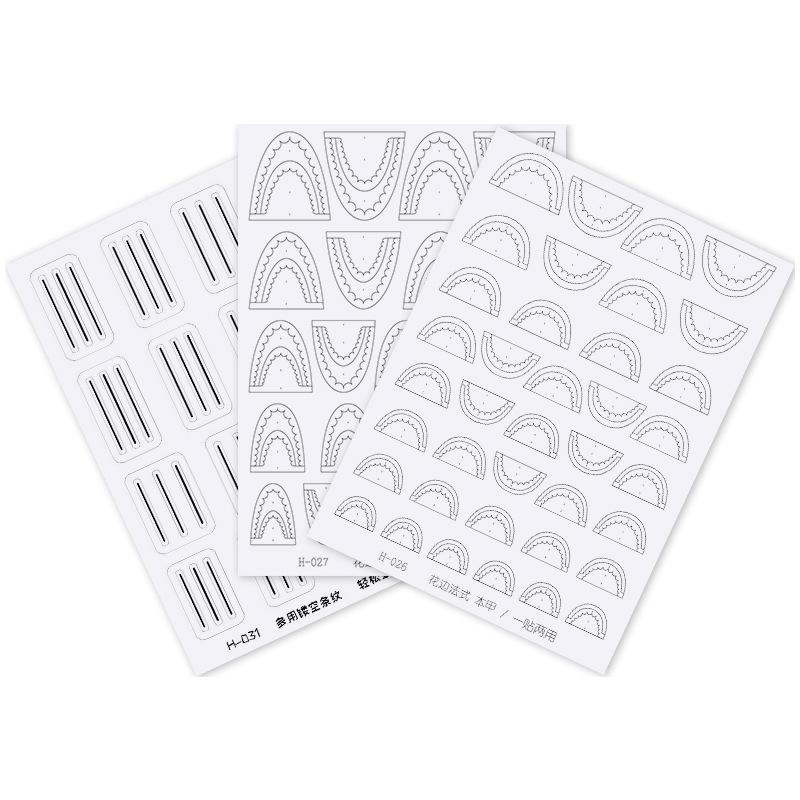 Autocollants de Positionnement Nail Art à Carreaux et Dentelle - Gabarits Français Multi-Largeurs pour Décoration d'Ongles DIY