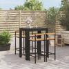 Garden Bar Set - EXCLUSIVE HOUSE - 5 Pieces - Black - Wicker Resin (poly Rattan) - Solid Wood