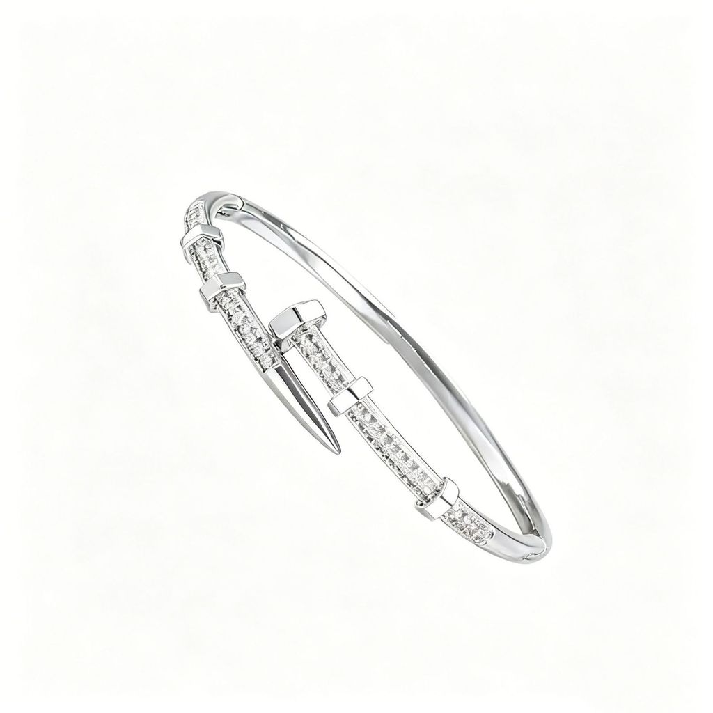 Korean Style Zircon Dot Cuff Bracelet For Women With Mixed Material And Electroplating Finish