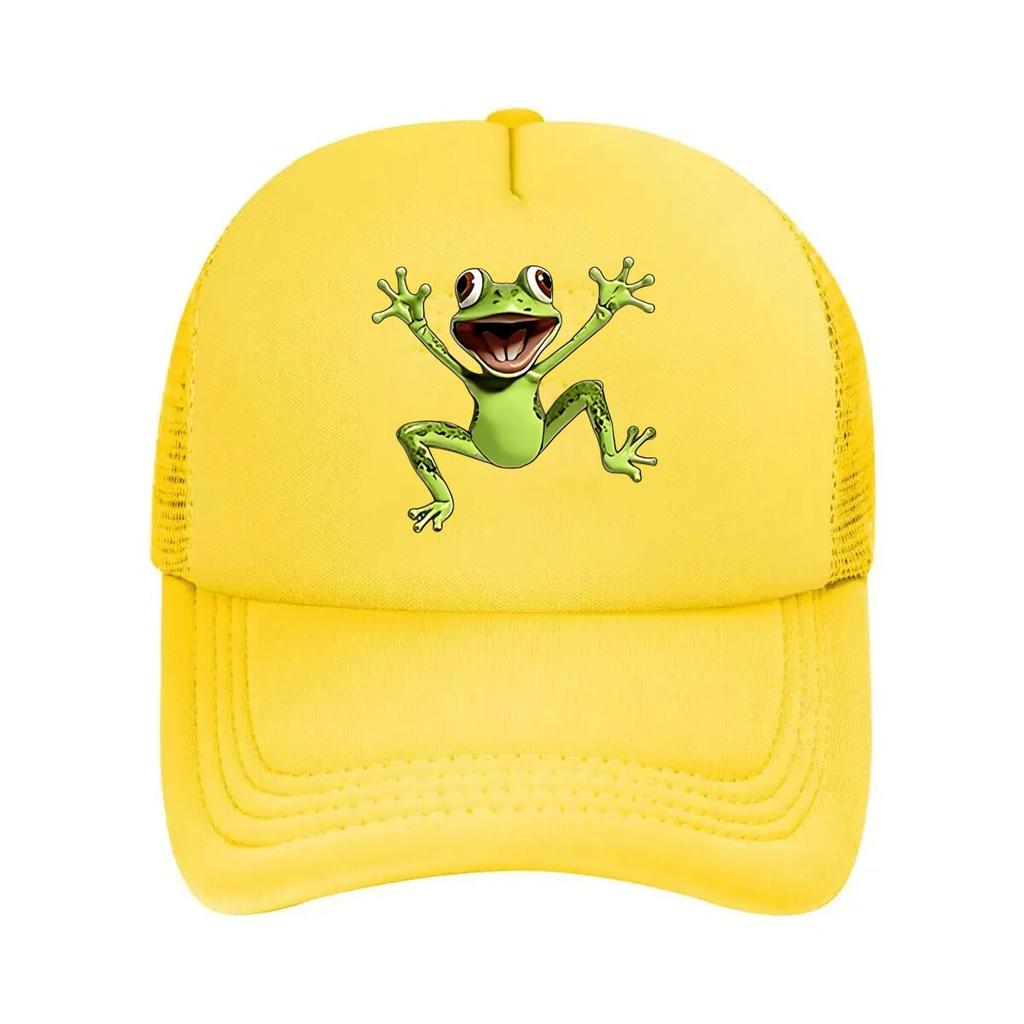 Funky Frog Print Baseball Cap  Soft Breathable Textile Hat Suitable for Outdoor Adventures Casual   Mesh Baseball Cap