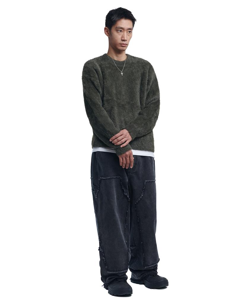 Nomaenyueol Cropped Hairy Knit - Khaki