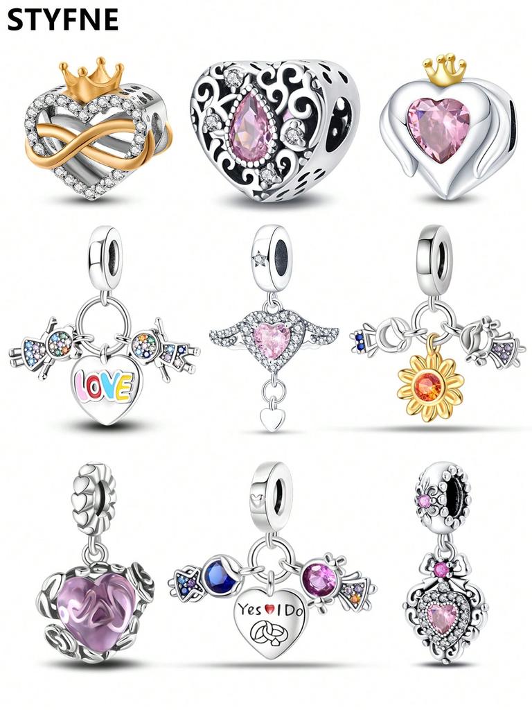 Valentine'S Day Love Crown Beads Charm Copper Plated Fit Charms Copperoriginal Bracelet For Jewelry Making Diy Charm