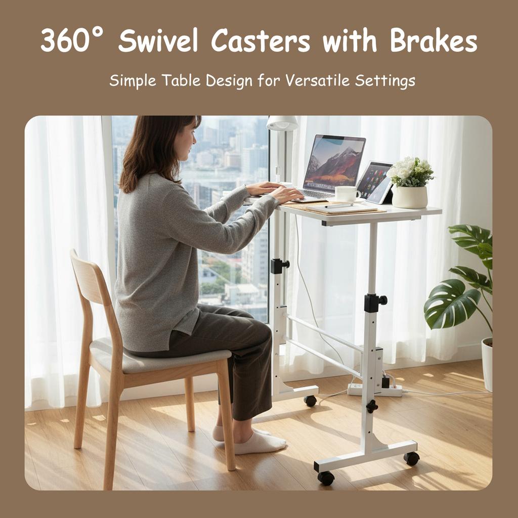 Portable Laptop Desk Adjustable Height Small Computer Desk 16x31.5 Inch for Home Office