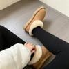 Осенние и зимние толстоподошвенные пушистые фланцевые снегоступы женские с интегрированным мехом флис для сохранения тепла и увеличения роста короткие ленивые хлопковые ботинки