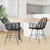Dining Chair Set of 2 Rattan and Iron Black 57 x 55 x 85 cm