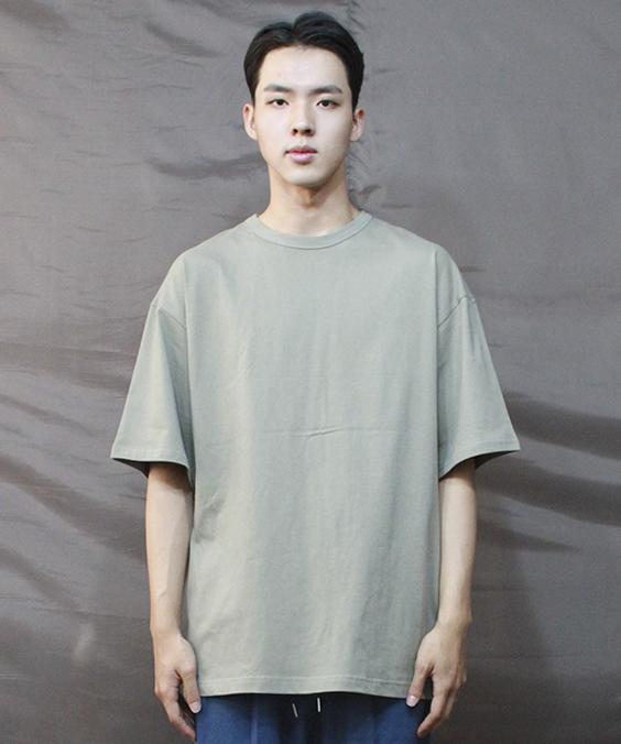 Deumakeu Boxy Fit Plain Short Sleeve T-Shirt Light Khaki