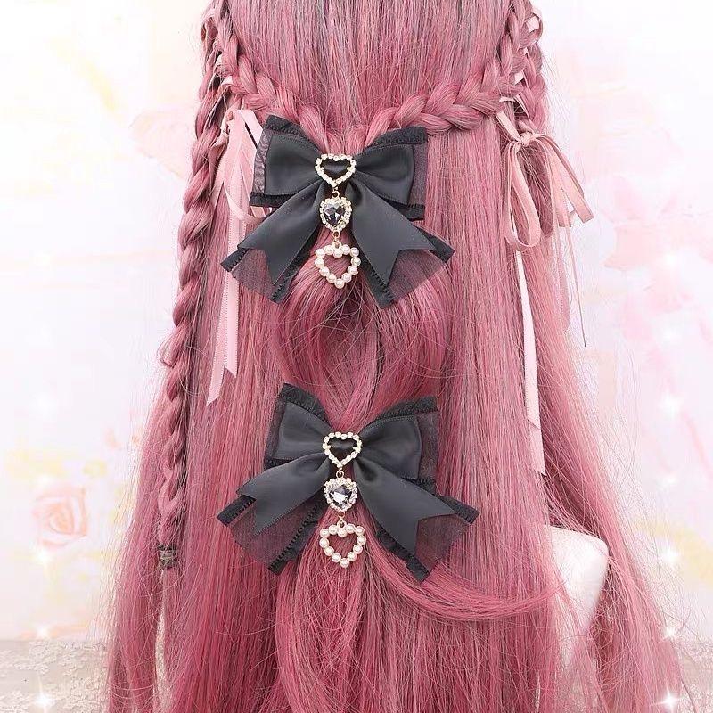 [1 pair]Hair Bows Girl Y2k Japanese Accessories for Women Trendy Hair Clips Popular Summer Accessory Lolita Hair Clip Trend 2024