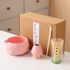 8pcs Cherry Blossom White Matcha Bowl with Matcha Whisk Set, Japanese Tea Set Includes Matcha Bowl with Spout