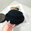 100%Wool British Retro Temperament Felt Beret Women Fashion Round Concave Top Fedoras Lady Painter Hat Elegant Trend Pillbox Hat