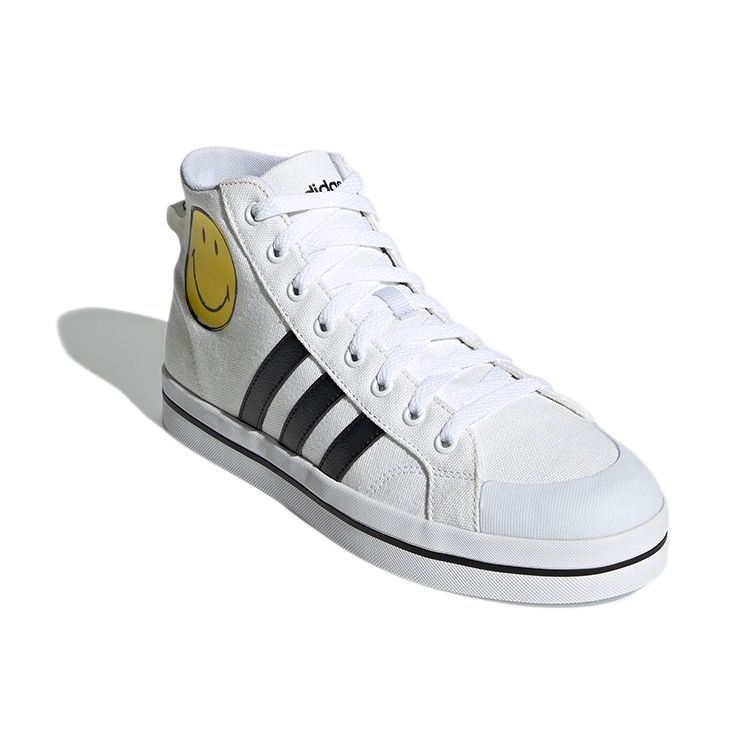 Adidas Neo Bravada Mid Smiley Durable Non-Slip Lightweight High-Top Skate Shoes Men Skate Shoes White Yellow Black G54949