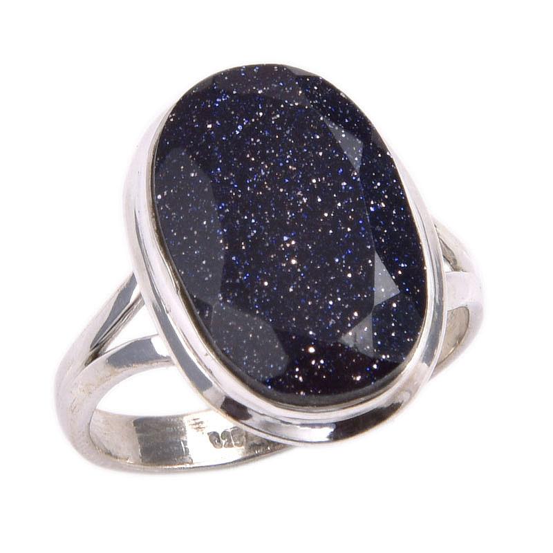 Natural Blue Sunstone Gemstone 925 Solid Sterling Silver Jewelry Ring S.8 B1R54