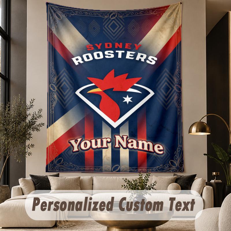 Custom Text Tapestry Sydney Roosters Print Wall Tapestry Indoor Living Room Wall Decor