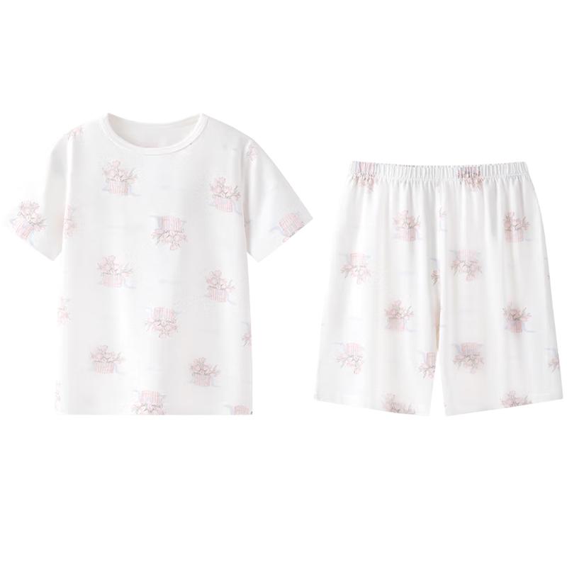 YEEHOO Unisex 7A Antibacterial Modal Short Sleeve Pajama Set 120