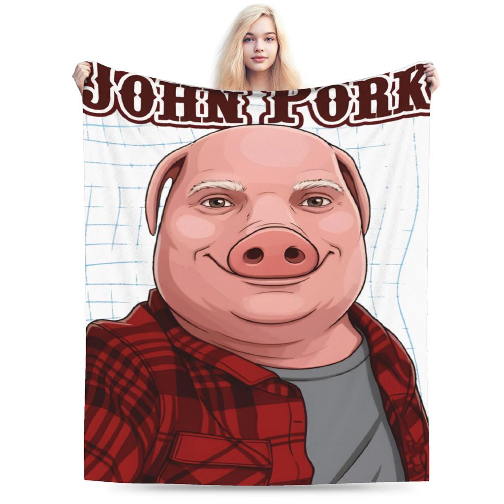 John Pork Is Calling Bedding Throws Warm Graphic Blanket For Couch Chair Plane Travel Flannel Bedspread Bed Cover