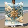 1PC Star CloudOutdoor Flannel Blanket - Soft Plush Decor for Picnics, Camping, Bedroom, Playroom, Office, or Lunch Break 1237A