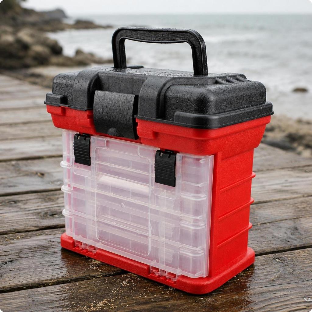 Lure Storage Organizer Hand Carry Handle Portable Tackle Box Easy To Organize Multi Tray