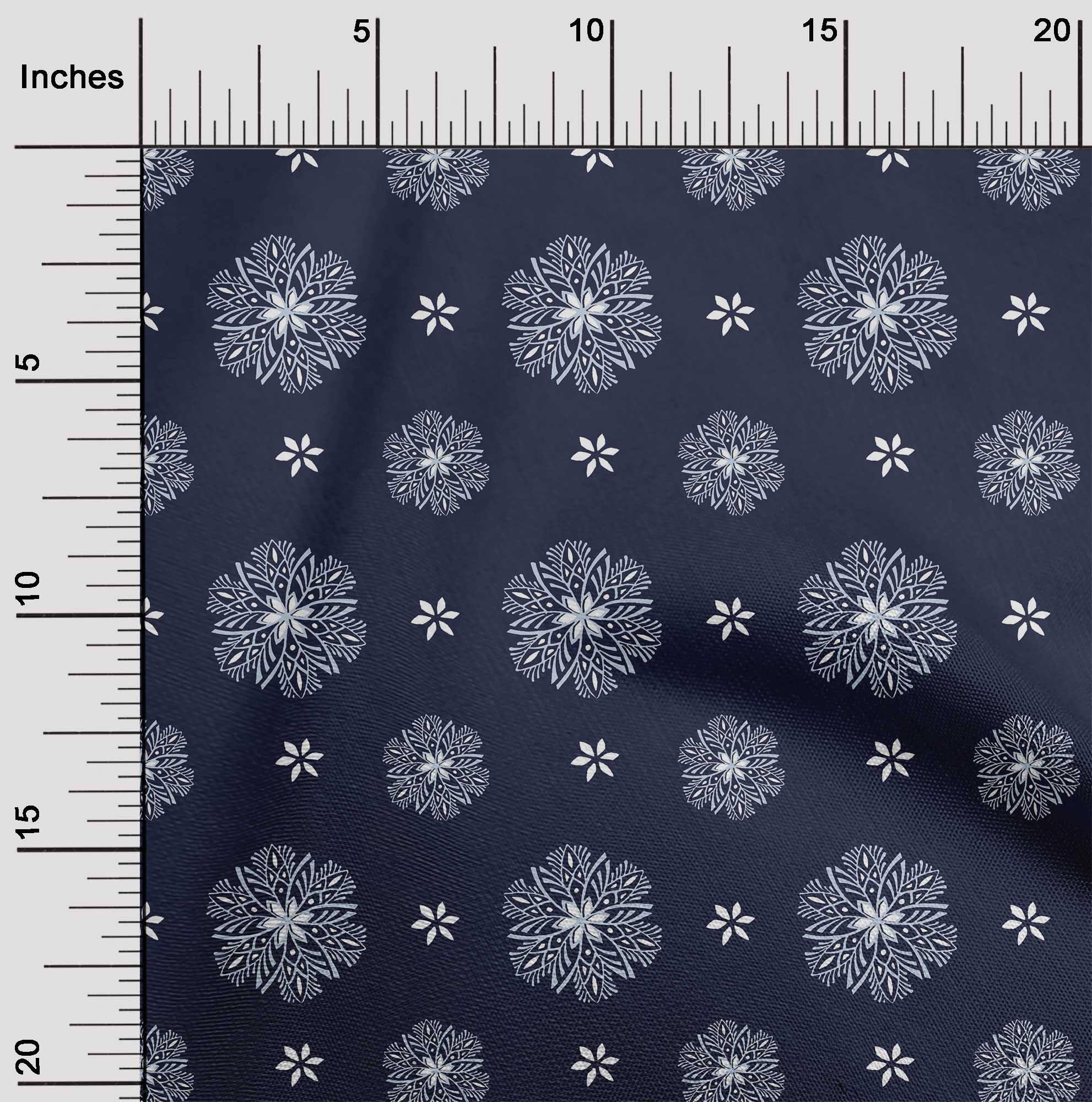 

OneOone Cotton Flex Fabric Floral Block Printed Craft Fabric BTY 40 дюймів 42 Inch - Viscose Chiffon синій