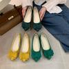 Fashion Large Size 43 Spring Bow Flats Shoes Woman Butterfly-Knot Ballets OL Office Shoes Pointed Toe Shallow Slip On Foldable Ballerina