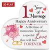 2D Flat 1 Year Wedding Anniversary Heart-Shaped Glass Effect Plaque Gift Free-Standing Sign Keepsake Floral Display Decor Sentimental Gifts for Spouse