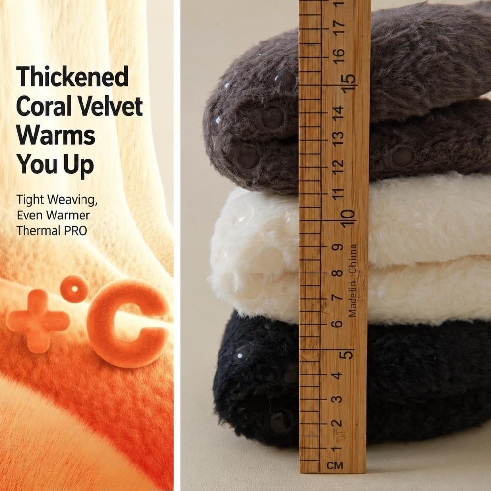 1 Pair Silicone Non-slip Sole Slipper Socks Coral Fleece Warm Indoor Socks  Winter