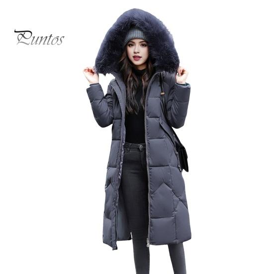 

Зимняя женская куртка с меховым капюшоном, длинными рукавами, карманами, длиной до колена, застежкой на молнию и пуговицы, узким талией, хлопковое пальто средней длины, однотонное, ветрозащитное XXL серый