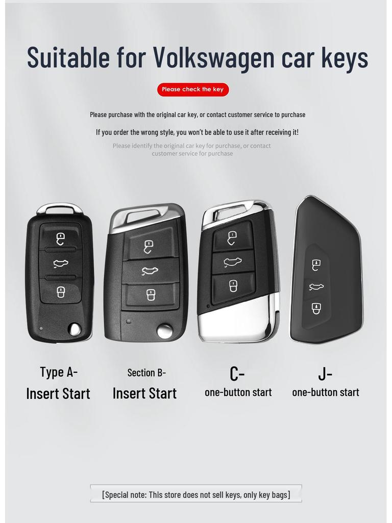 Volkswagen Key Covers: Compatible with Magotan, Passat, CC, Sagitar, Polo, Tharu, Tayron, Lavida, Tiguan L, T-Roc.