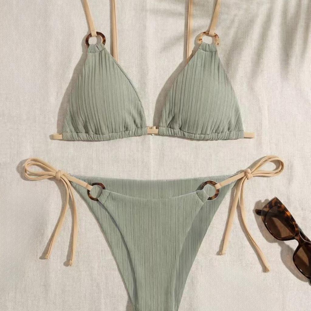 Women's European & American Style Bikini Set Sexy Lace-Up Two-Piece Swimsuit for Beach Vacation