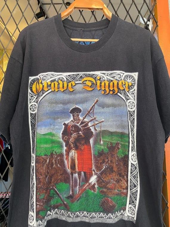 Vtg 90s Grave Digger Band Tune Of War Black Unisex T shirt S-5XL WA1494 XXL