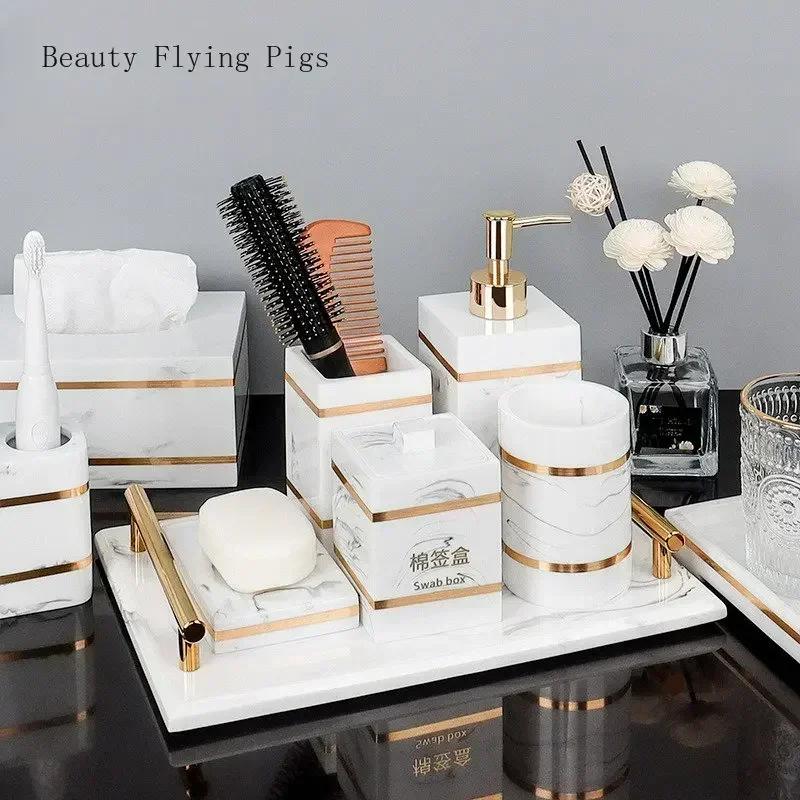 1 pz Resina Luce Lusso Bagno Vassoio Lavabo Hotel Bagno Tavolo Lavabo Bagno Porta Spazzolino Decorazione Accessori WC