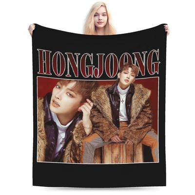 HongJoong Ateez Blanket Coral Fleece Plush Textile Decor  Breathable Super Soft Throw Blankets for Bedding Car Quilt