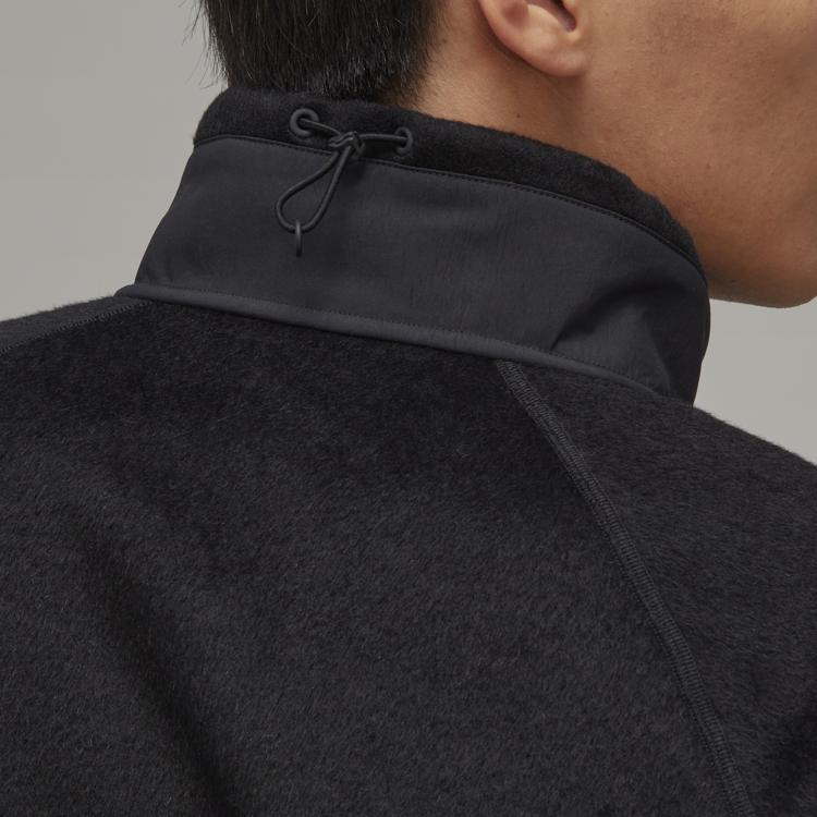 Y-3 FW22 Logo Patch Mixed Fabric Fleece Jacket Unisex Jacket Black HN1969