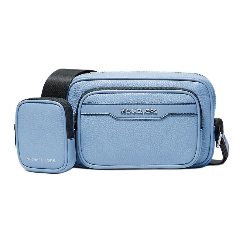 MICHAEL KORS COOPER adjustable shoulder strap metal logo cow leather and artificial leather camera bag shoulder crossbody bag men s blue синий