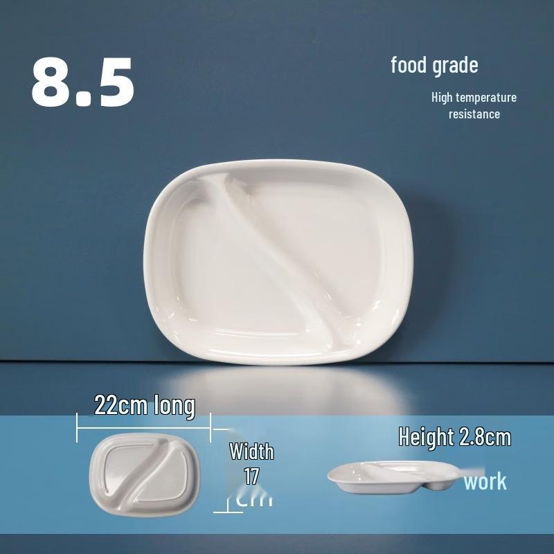 White Melamine Rectangular Divided Dinner Plates