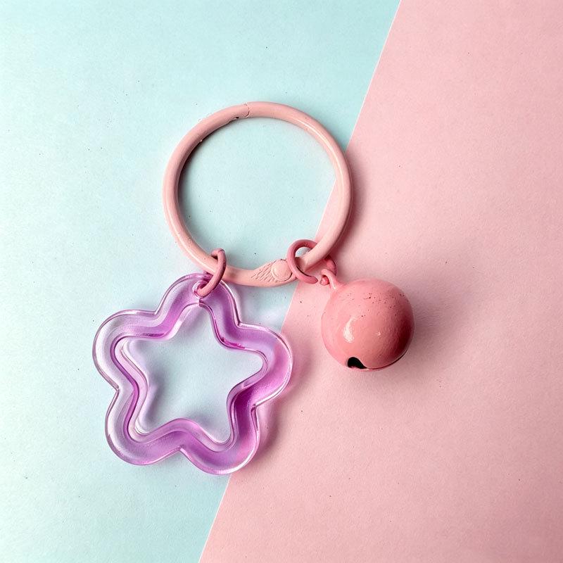 Transparent Acrylic Pentagram Bell Keychain Pendant - Stylish Women's Bag Ornament & DIY Accessory