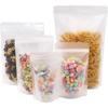 50 Pack Matte Frosted Clear Zipper Resealable Stand Up Drink Bags for Packaging Snack Sealing Food Storage Bag Tea Drinking Pouches