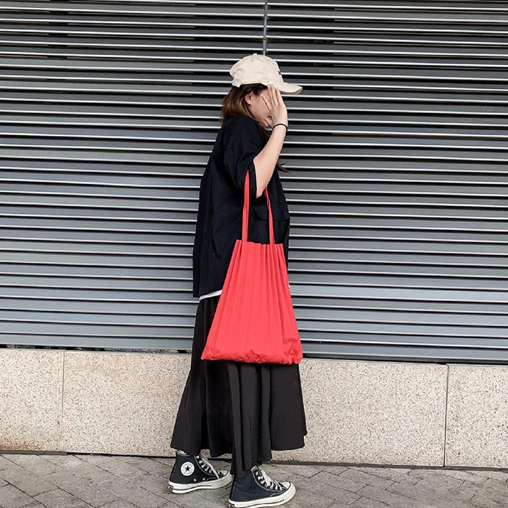 Maison de TAO Pleated Foldable Eco Travel Bag Bag, Spring, Summer, Autumn, Winter, Eco-Friendly (Red)