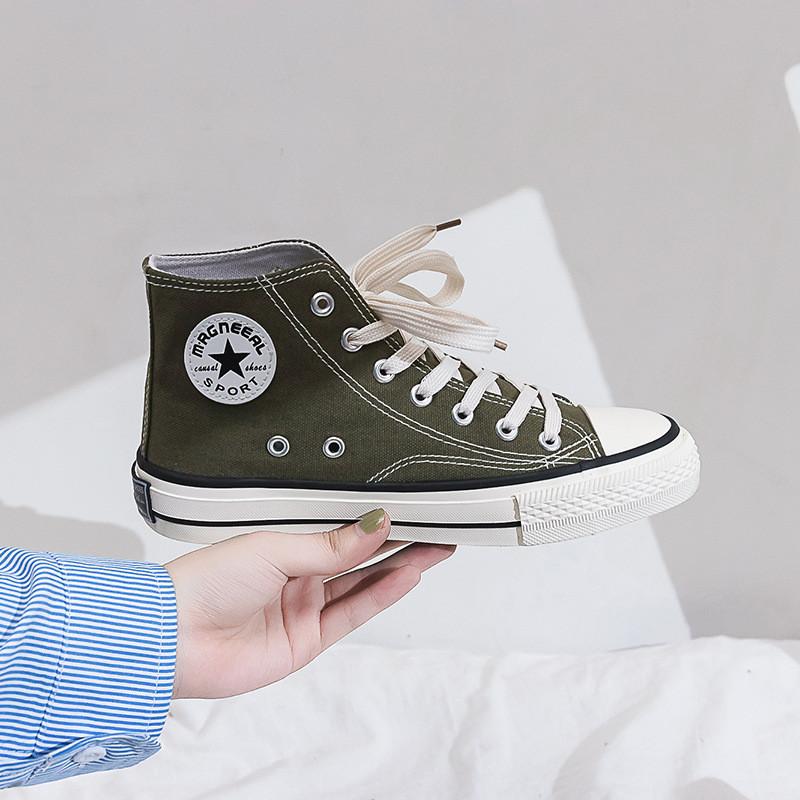 2025 Summer New Canvas Shoes Female Students 1970s High-top Lace-up Korean Version Sneakers Ing Trendy Versatile Board Shoes