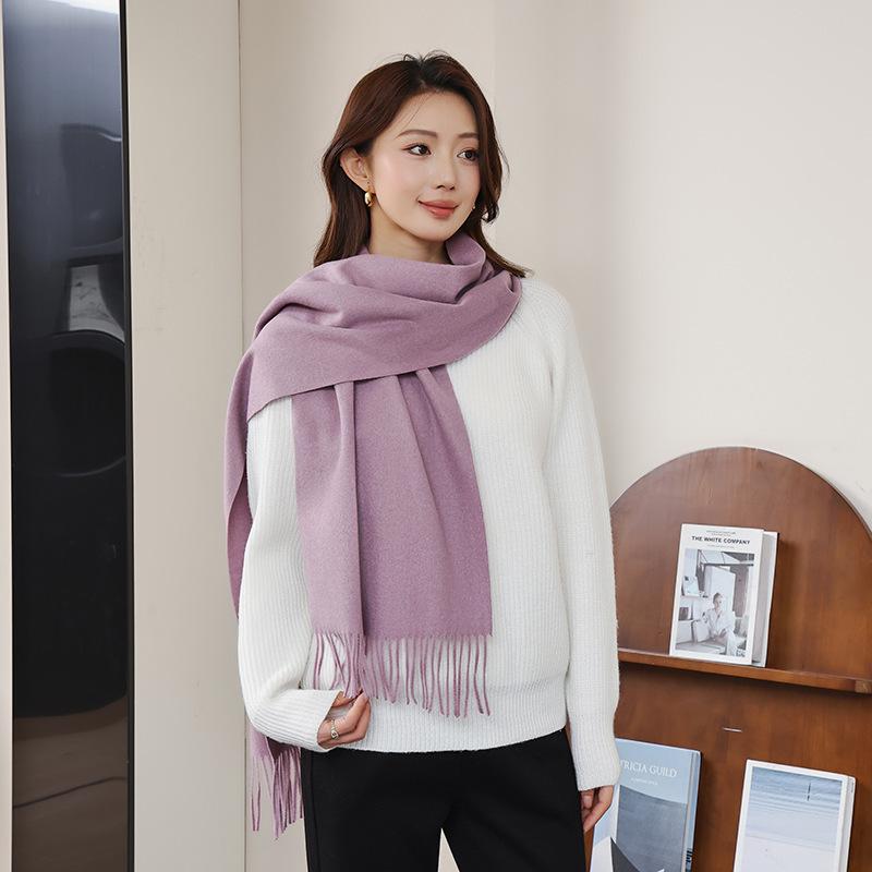 Cashmere Scarf Shawl High End New Wool Scarf Women's Winter Thickened Solid Color Scarf for Men