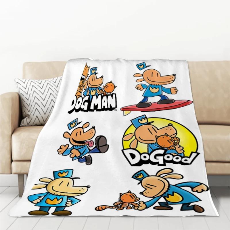 Cartoon Dogman Throw Blanket Micro Fleece AntiPilling Portable Sofa Blanket Available in Four Sizes