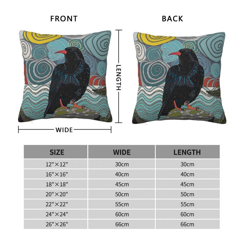 Red-Billed Chough Square Pillowcase Polyester Linen Velvet Creative Zip Decorative Pillow Case Room Cushion Cover 18"