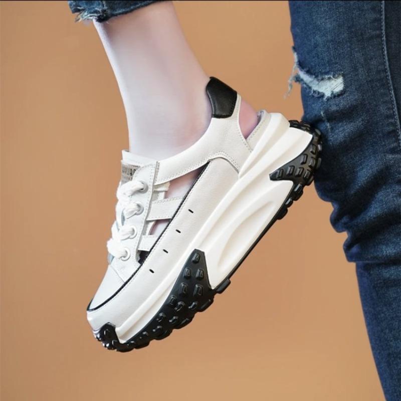 Two-color bottom color matching dad shoes women's new hollow bag head running shoes women's sports sandals