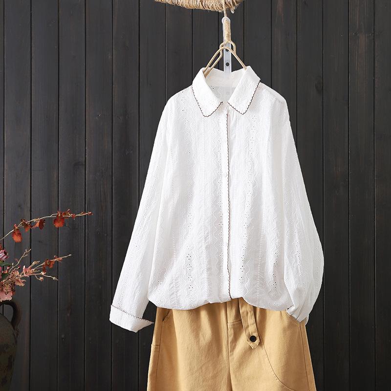 2026 Spring Korean Style Chic Women s Embroidered Outline Shirt XL