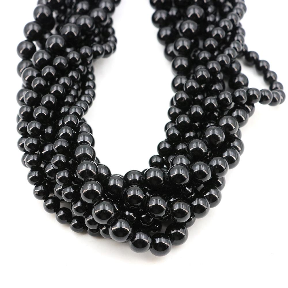 4/6/8/10/Mm Natural Stone Black Tourmaline Round Loose Bead Crystal Stone Jewelry Making Diy Accessorie Bracelet Necklace Gift