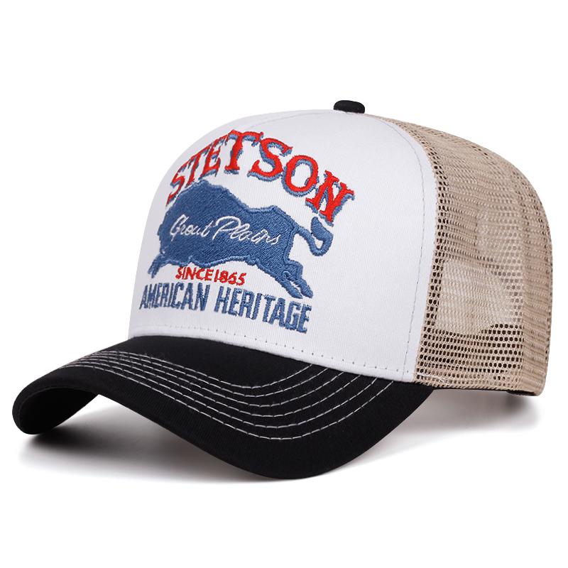 

New Truck Hat Stetson Red Bear Breathable Mesh Hat Street Hip Hop Hat Daily Casual Wear Sunshade Baseball Hat