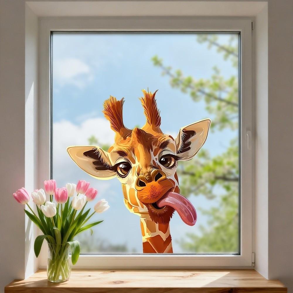 Abnehmbare Giraffe Dekoration Lustiges Tier Tier Aufkleber Kreativer Fensteraufkleber Schlafzimmer Dekoration