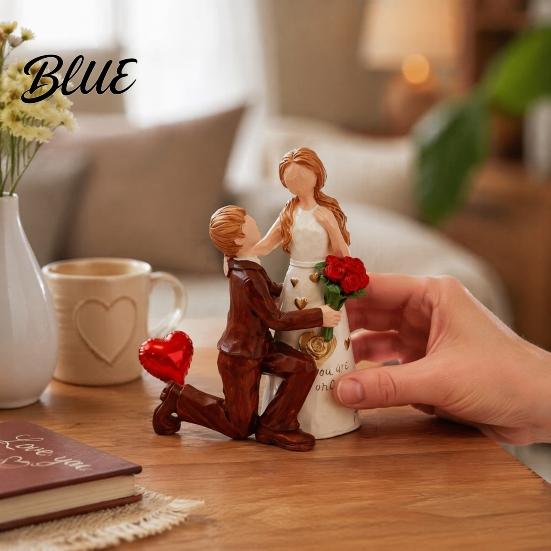 Exclusive Love Symbol Figurines for Decor Faceless Wedding Couple Figurine Resin Statue Romantic Proposal Tabletop Sculpture Living Room Ornament